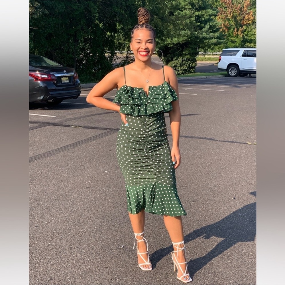 Green Polka Dot Ruffle Dress